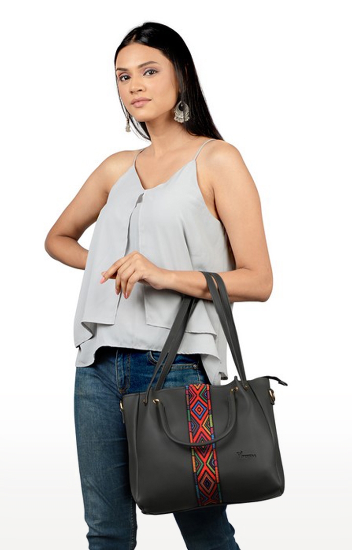Vivinkaa | Vivinkaa Grey Embroidered Leatherette With Tape Casual Sling Bag - Pack Of 5 8