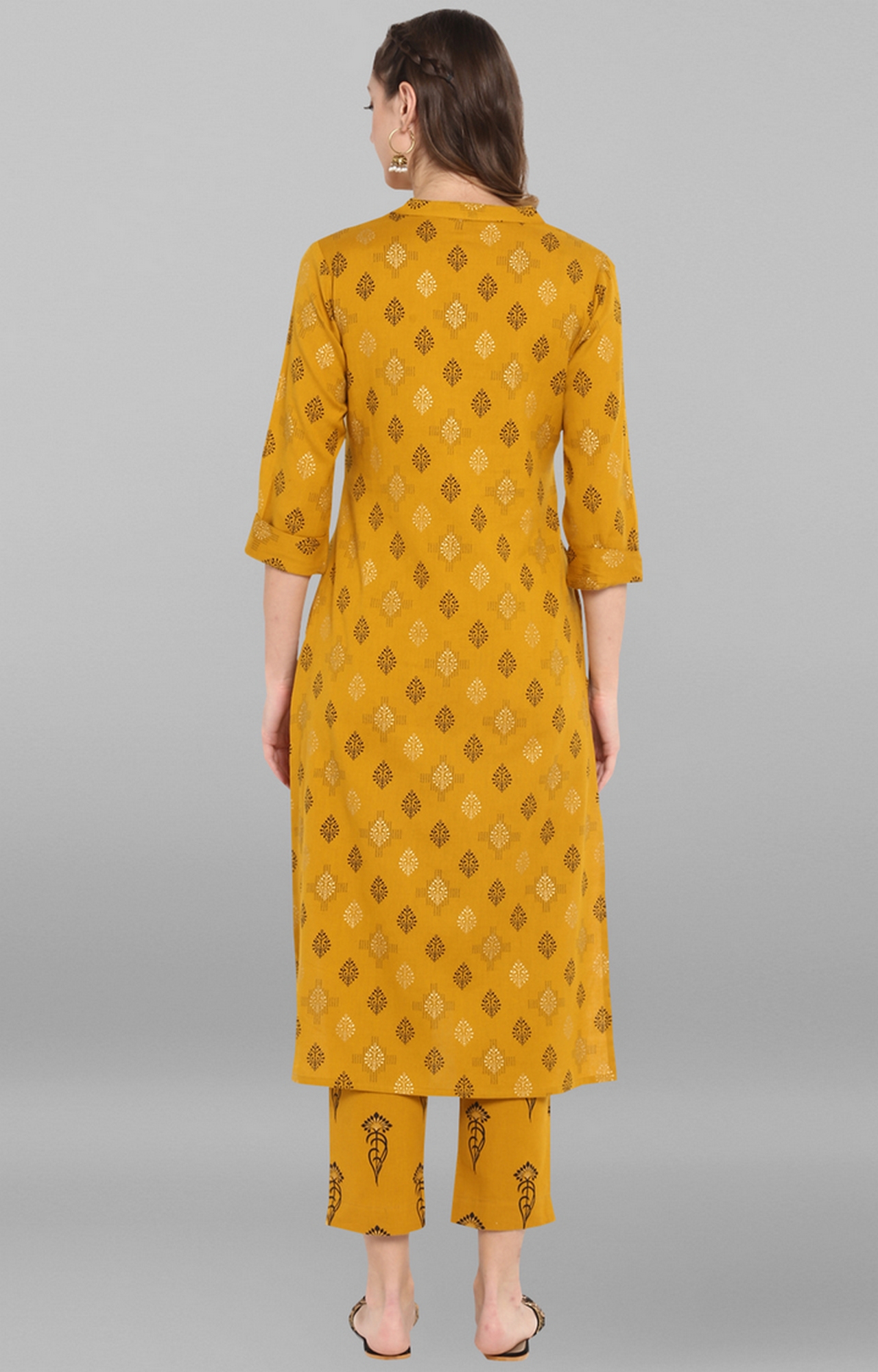 Janasya | Yellow Printed Kurta & Pants 4