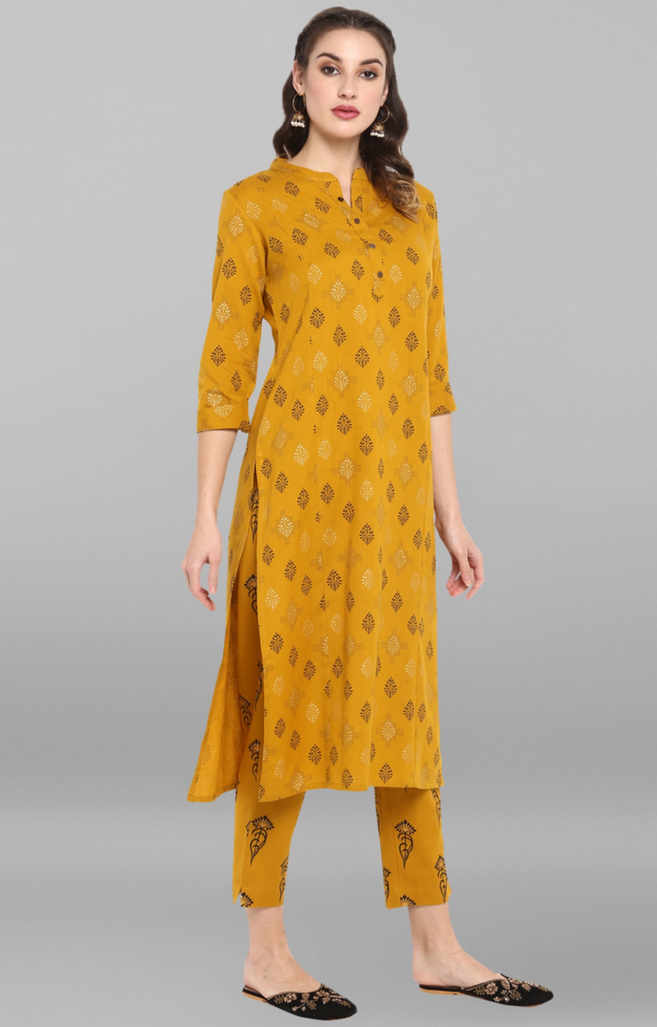 Janasya | Yellow Printed Kurta & Pants 3