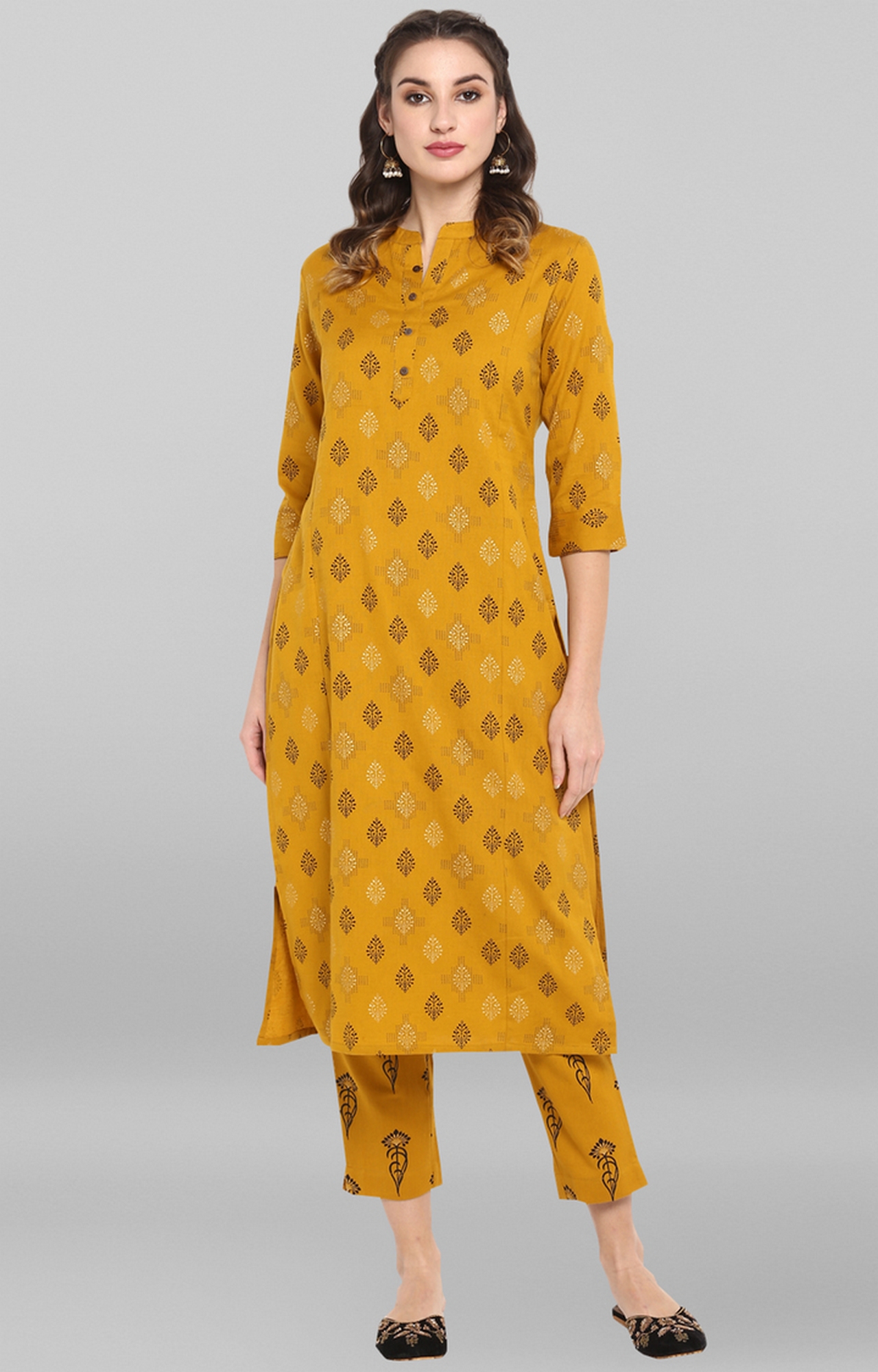 Janasya | Yellow Printed Kurta & Pants 0