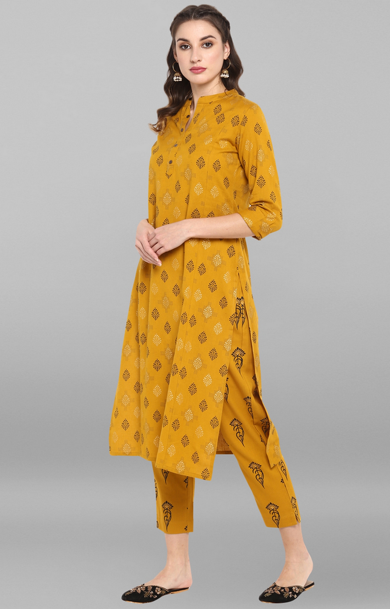 Janasya | Yellow Printed Kurta & Pants 2