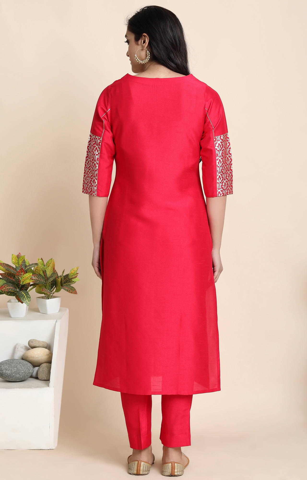 Janasya | Pink Floral Ethnic Suit Sets 3