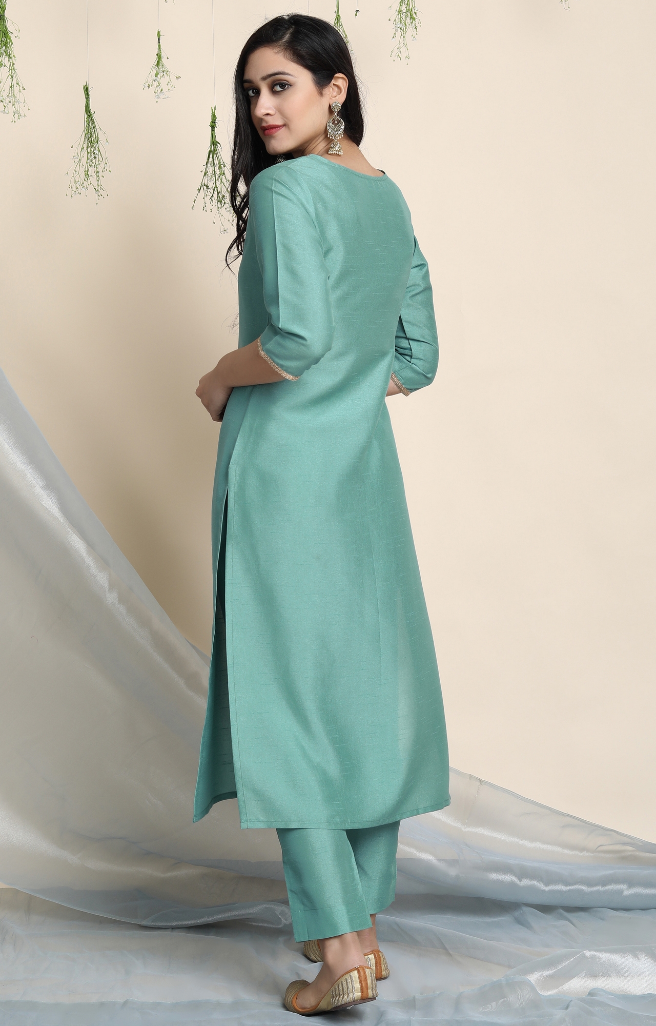 Janasya | Green Solid Ethnic Suit Sets 3