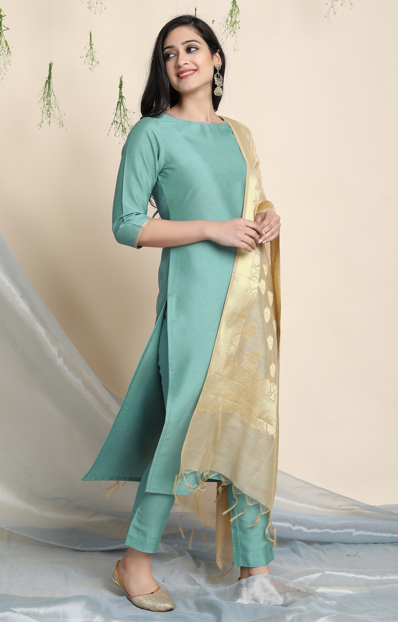 Janasya | Green Solid Ethnic Suit Sets 2