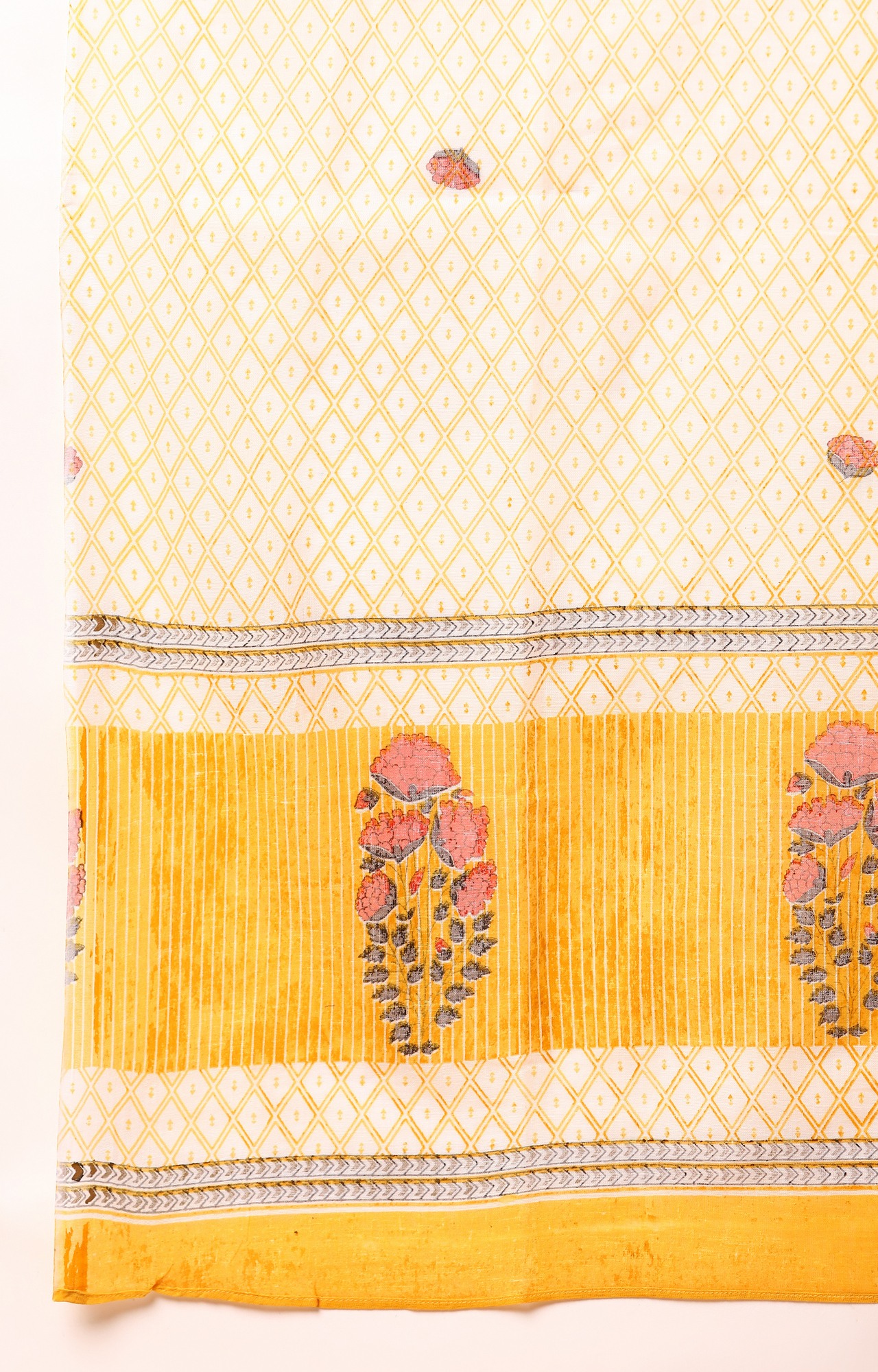 Yellow Striped Palazzo, Kurta & Dupatta