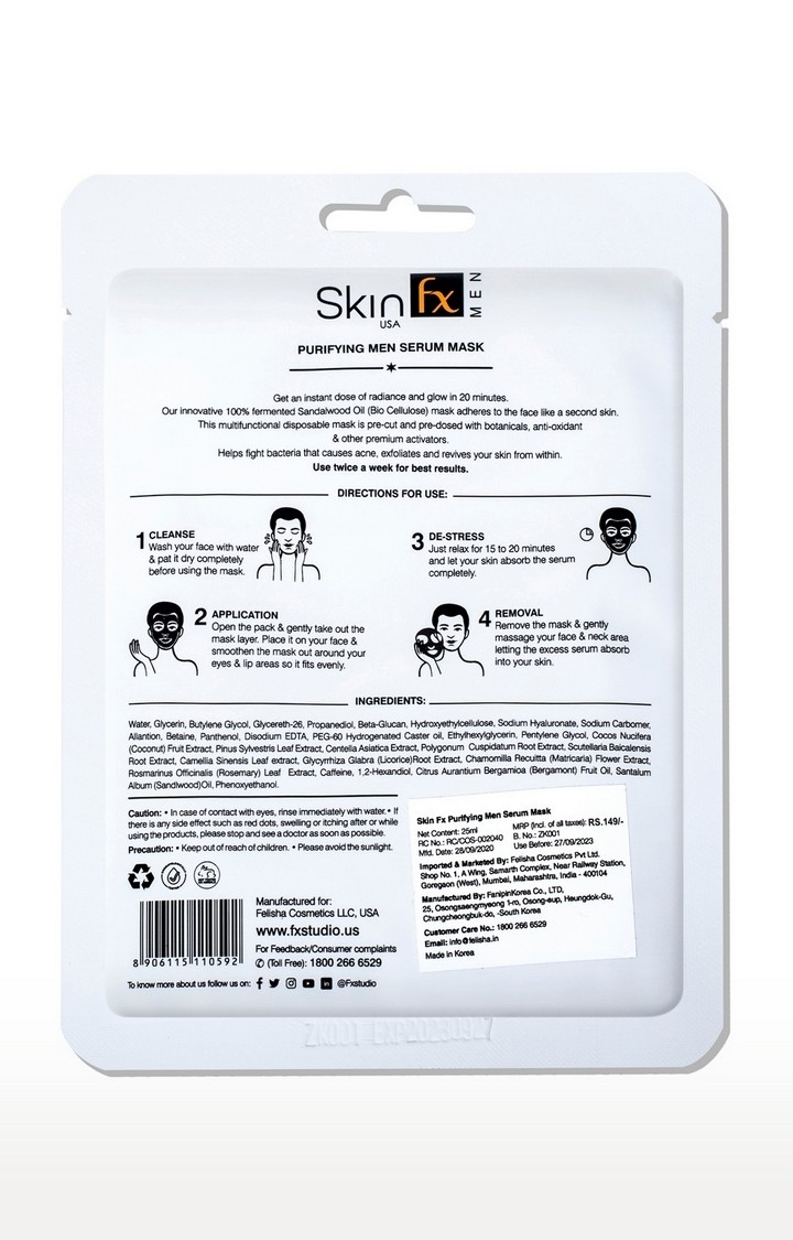 Skin Fx | Skin Fx Purifying Men Serum Mask For Dull & Tired Skin Pack of 2 2