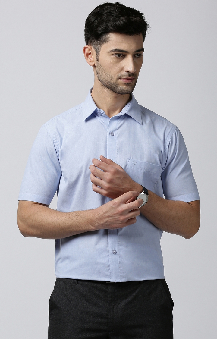 Jansons | Blue Solid Formal Shirts 0