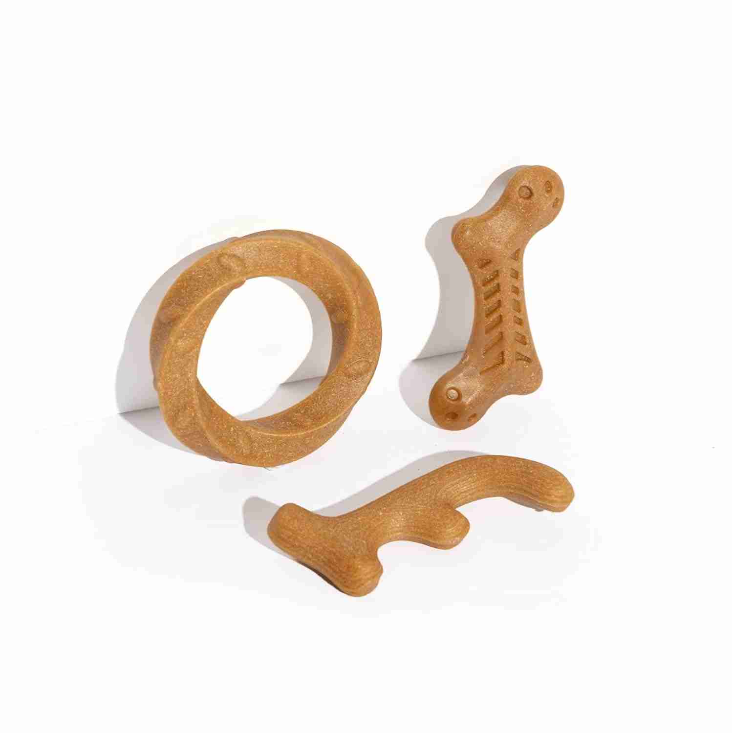 Barkbutler Fofos Woodplay Ring Durable Dog Chew Toy (Brown)