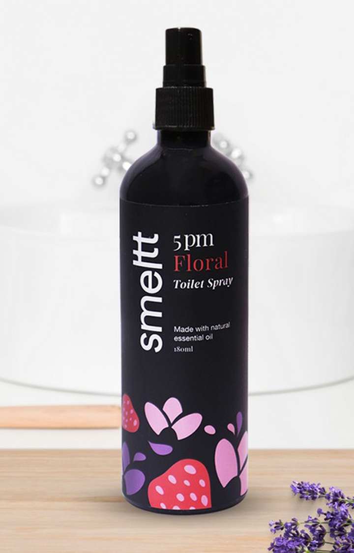 Smeltt | Smeltt 5 pm Floral Toilet Spray, Pre-Poo Spray, Bathroom air freshener with Essential Oils- 180 ML 1