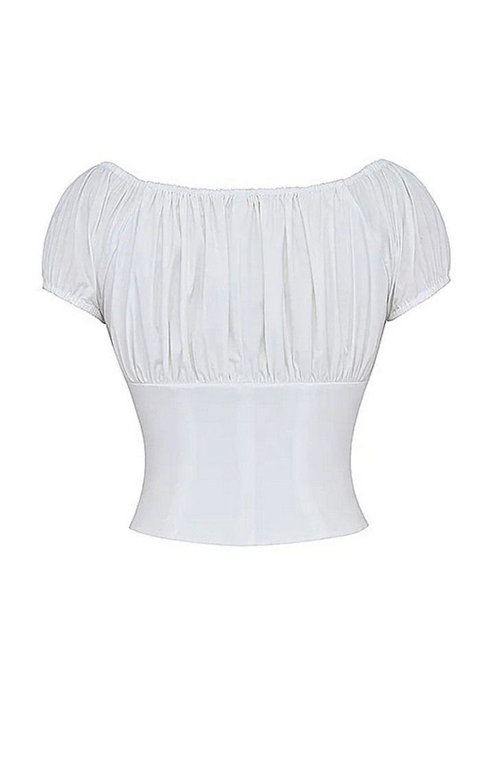 Kitty White Gathered Top