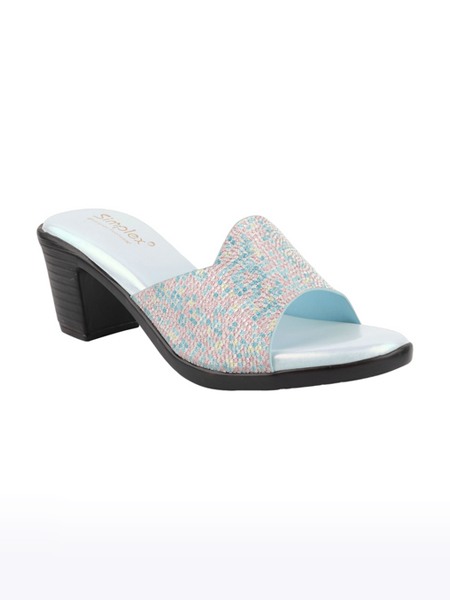 Women's Blue Slip on Synthetic Block Heels