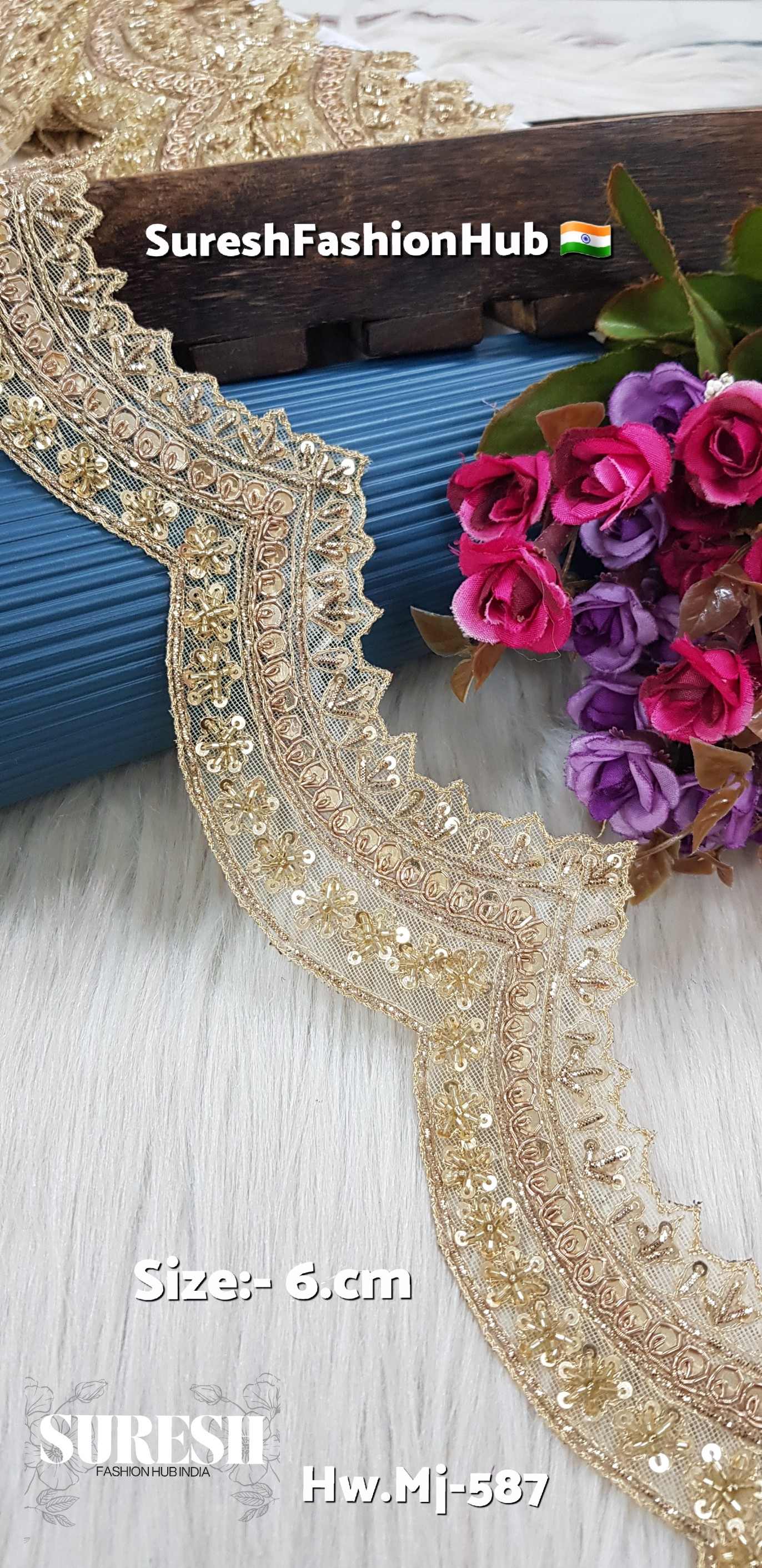Antique Matt Floral Double Scalloped Handmade Lace – Hw.Mj-587