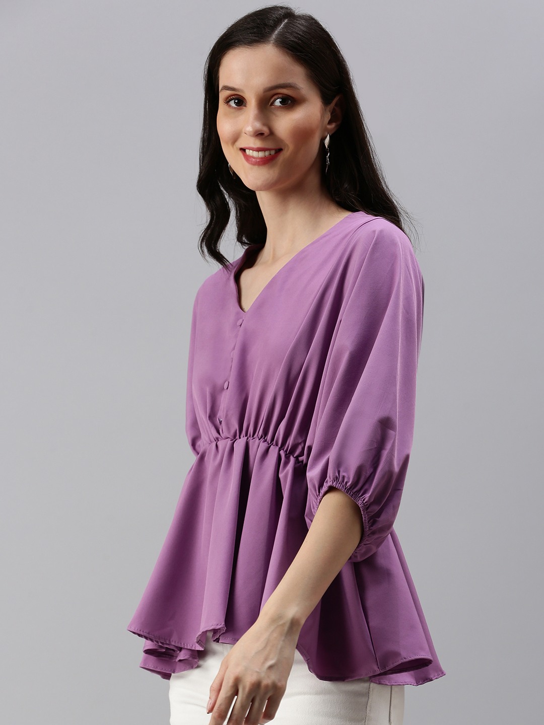 purple peplum top