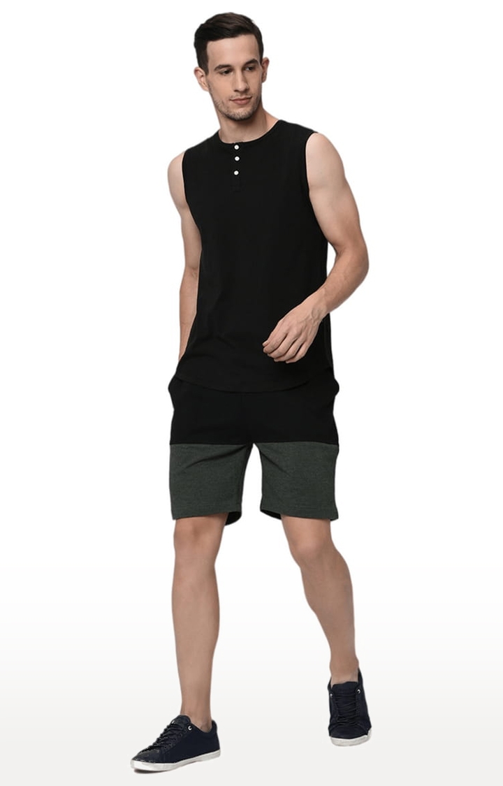 RIGO | Men's  Black Cotton Colourblock Shorts 1
