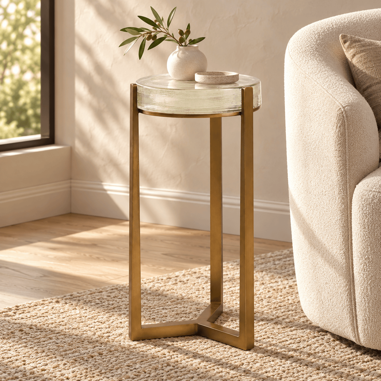 Pottery Barn | Cori Round Recycled Glass Accent Table (10")