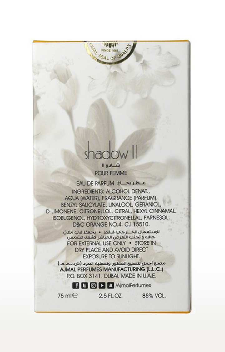 Ajmal | Ajmal Shadow II Pour Femme EDP Gift For Women 75ML Long Lasting Scent Spray +2 Tester - Made In Dubai 2