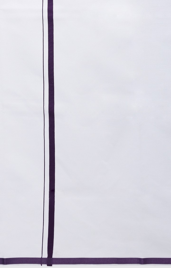 Ramraj Cotton | White Solid Purple Border Dhotis 3
