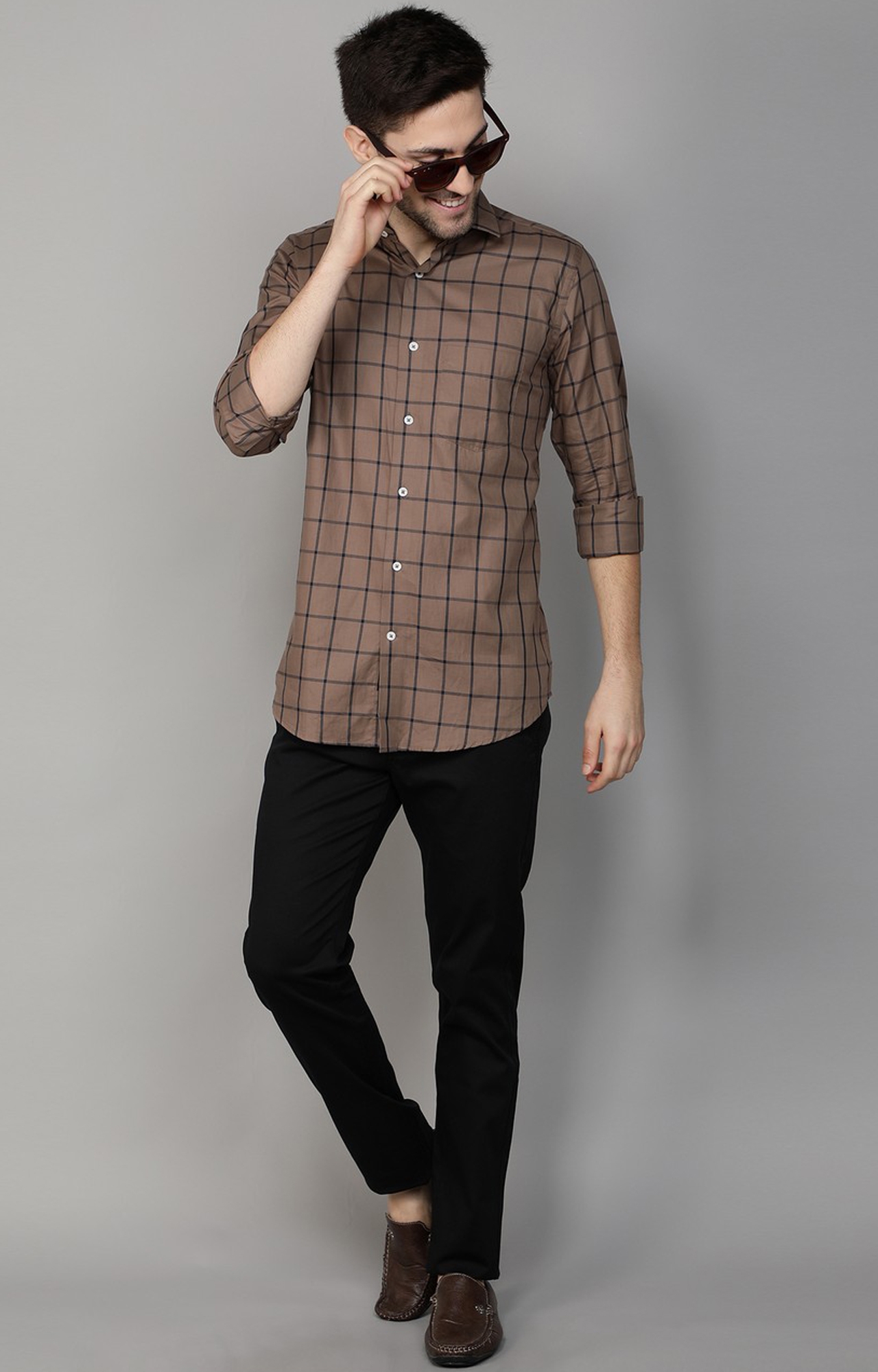 Callino London | Callino London Men's Mouse Smart Fit Checkered Casual Giza Cotton Shirt 6