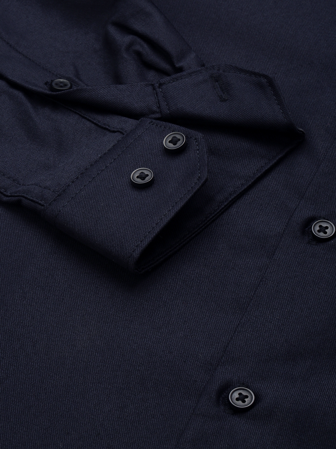 Showoff | SHOWOFF Men's Spread Collar Long Sleeves Solid Navy Blue Shirt 6