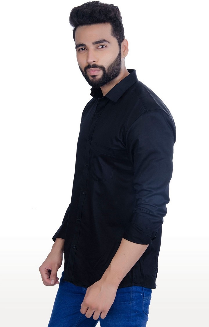 5th Anfold | Men's Black Cotton Solid Casual Shirt 2