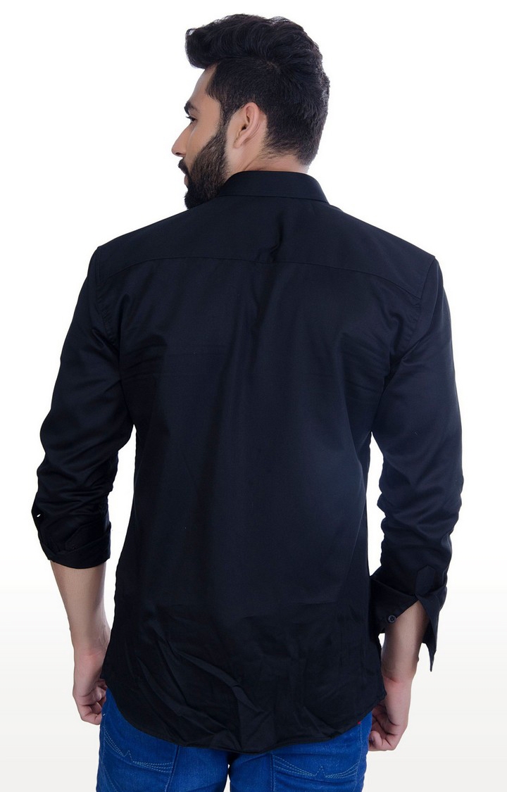 5th Anfold | Men's Black Cotton Solid Casual Shirt 3