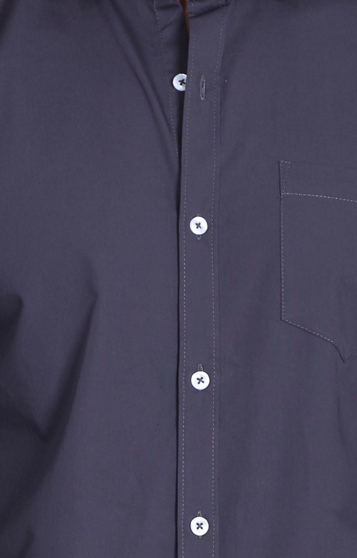 Men's Blue Cotton Solid Casual Shirt