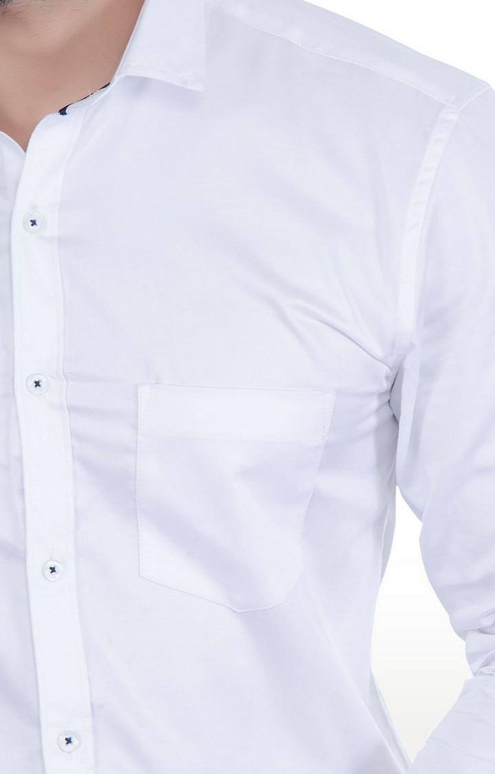 5th Anfold | Men's White Cotton Solid Casual Shirt 4