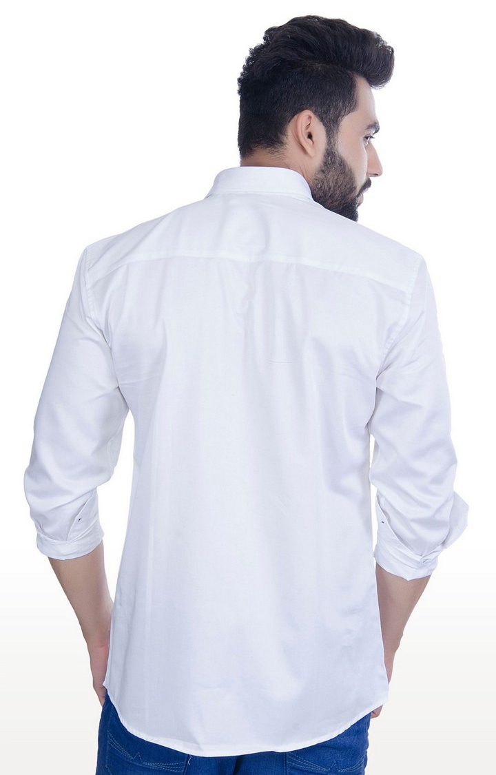 5th Anfold | Men's White Cotton Solid Casual Shirt 3