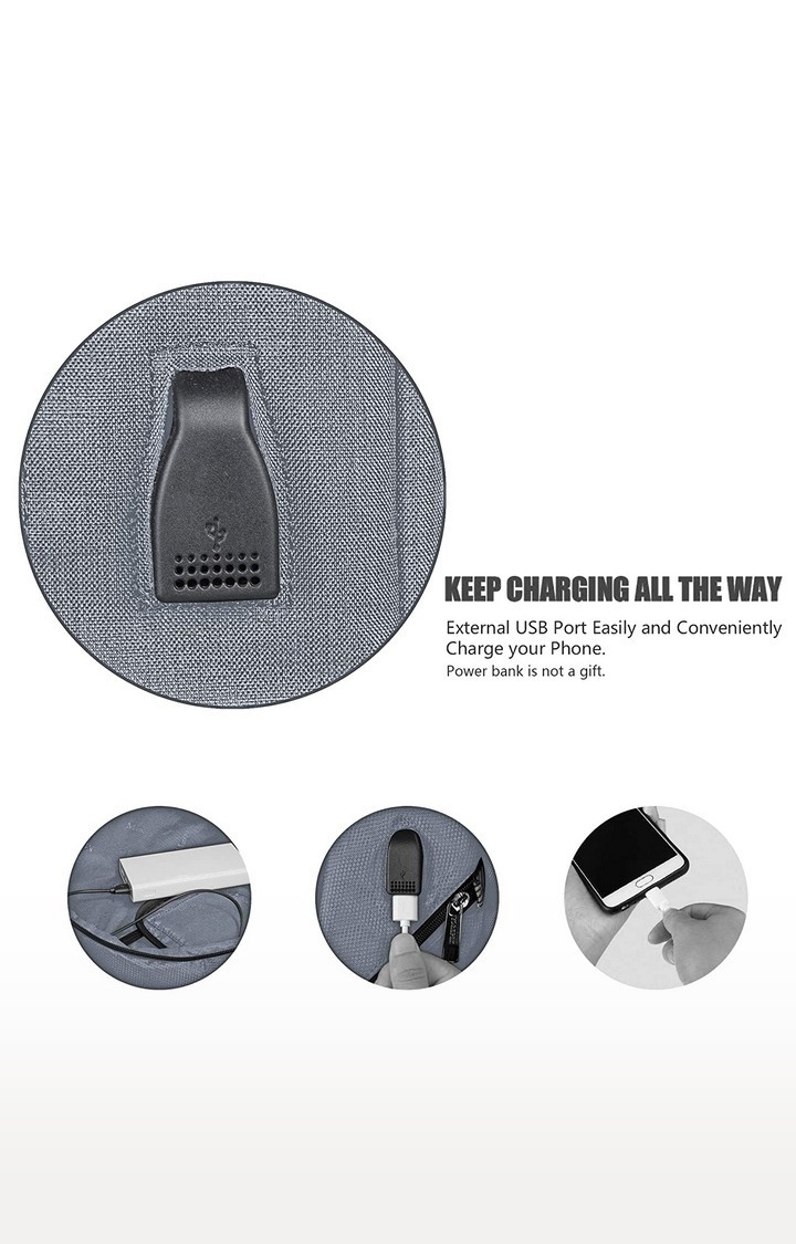 SHIBUI | Shibui Mayfair Unisex Waterproof Backpack Bag With Usb Charging Point And Ykk Zippers (Grey) 5