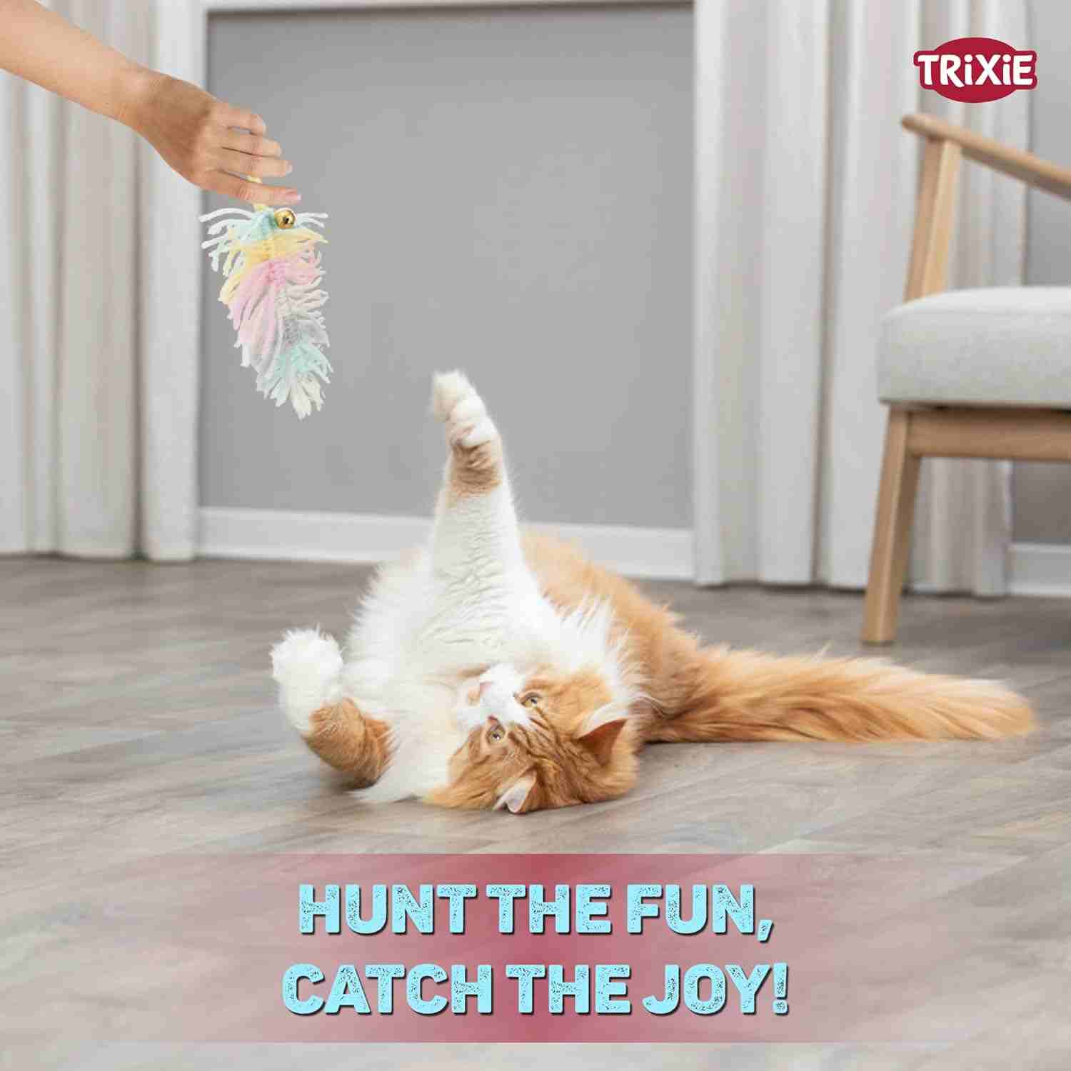 Trixie Playing Rod Star Plastic/Plush Catnip Toy for Cats (46 cm)