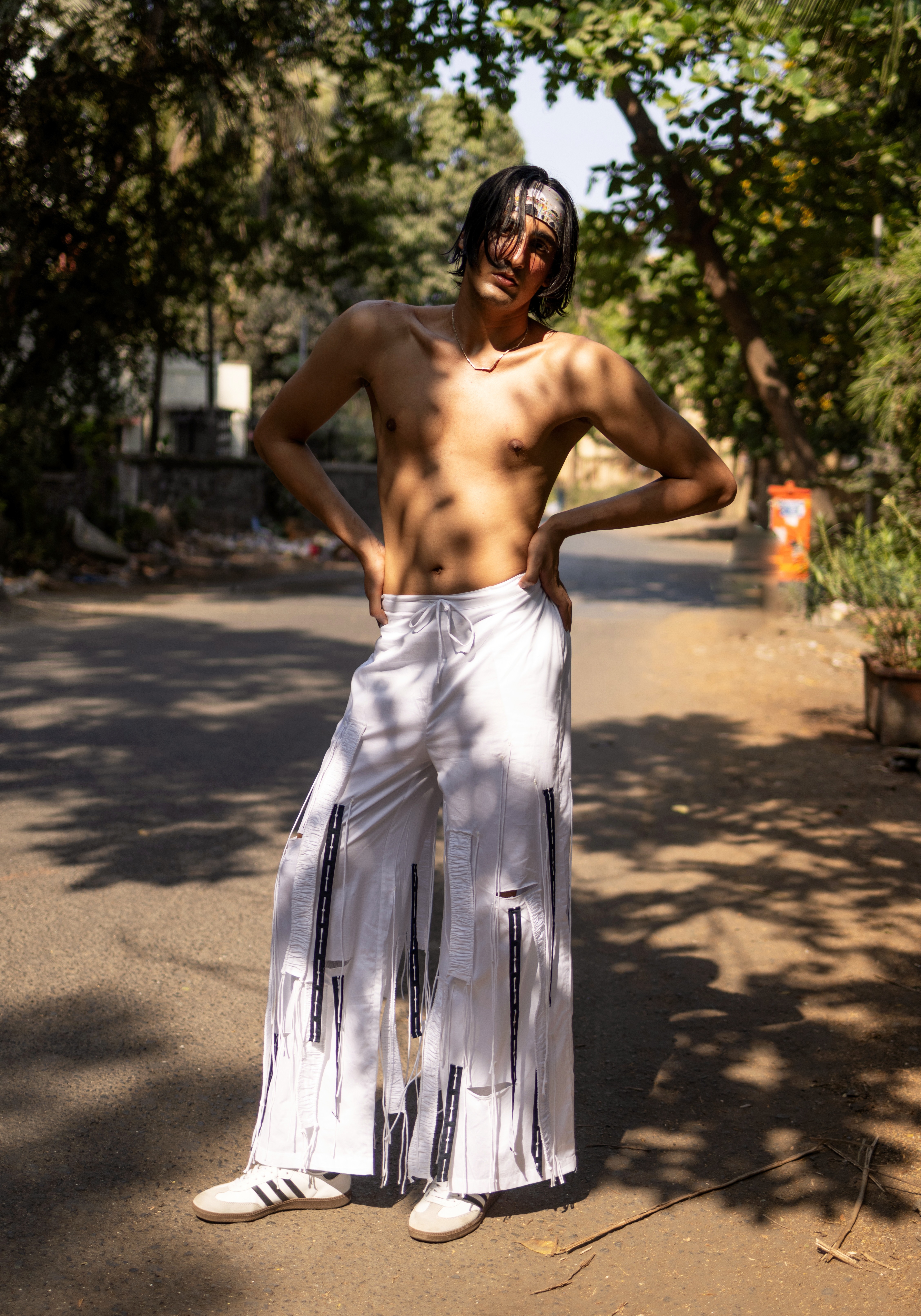 Cut-out Fringed Trousers
