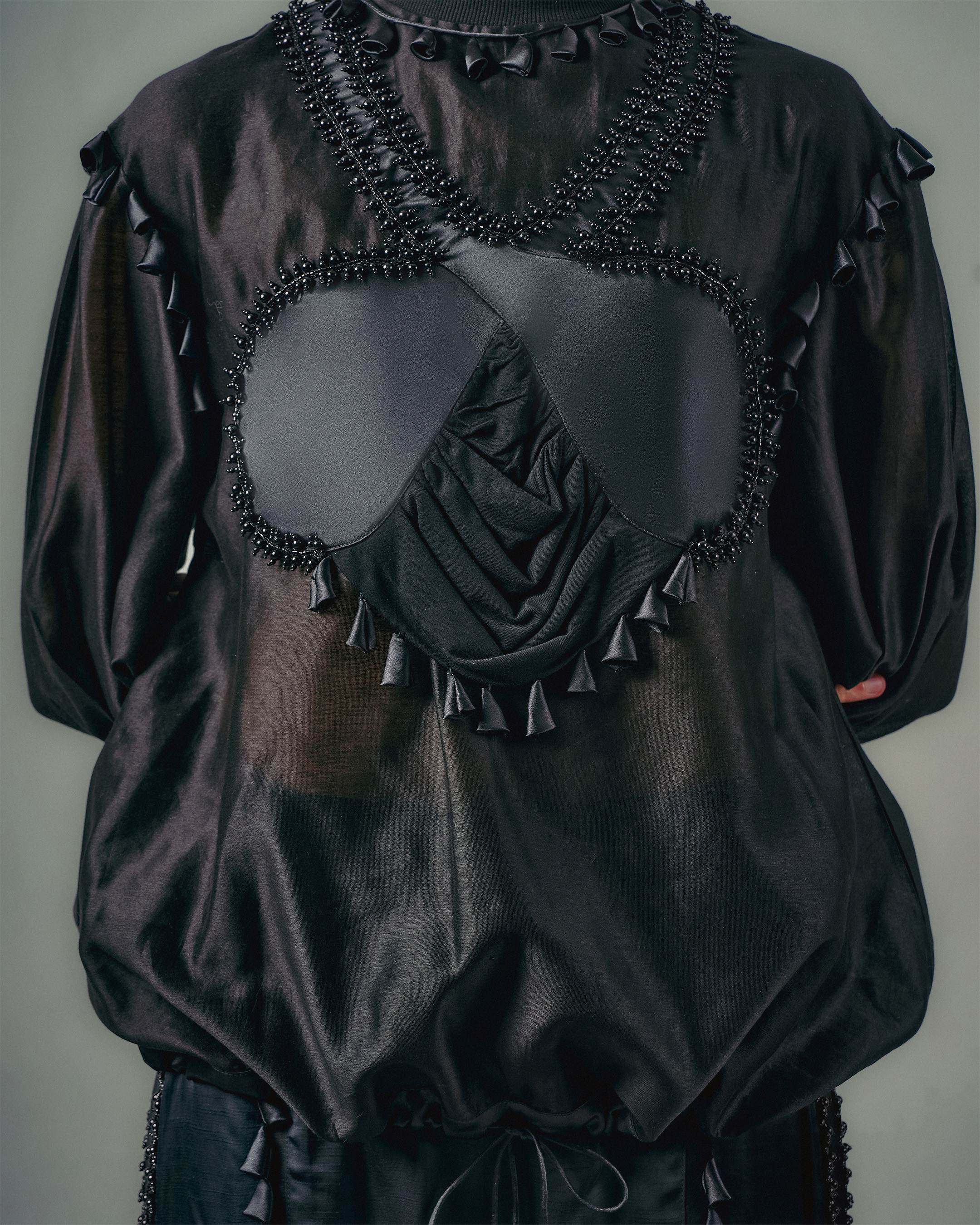 Cross Gathered Top & Sheer Insert Godet Trouser Set