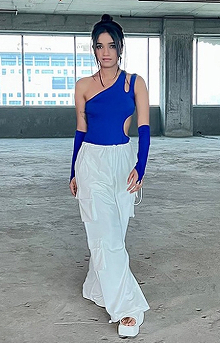 Women's Electric Blue Side Cut Out Bodysuit