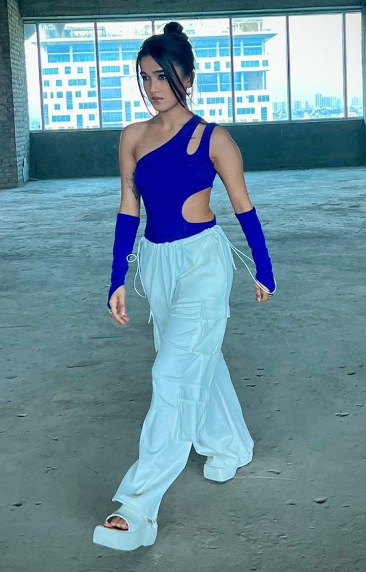 Women's Electric Blue Side Cut Out Bodysuit
