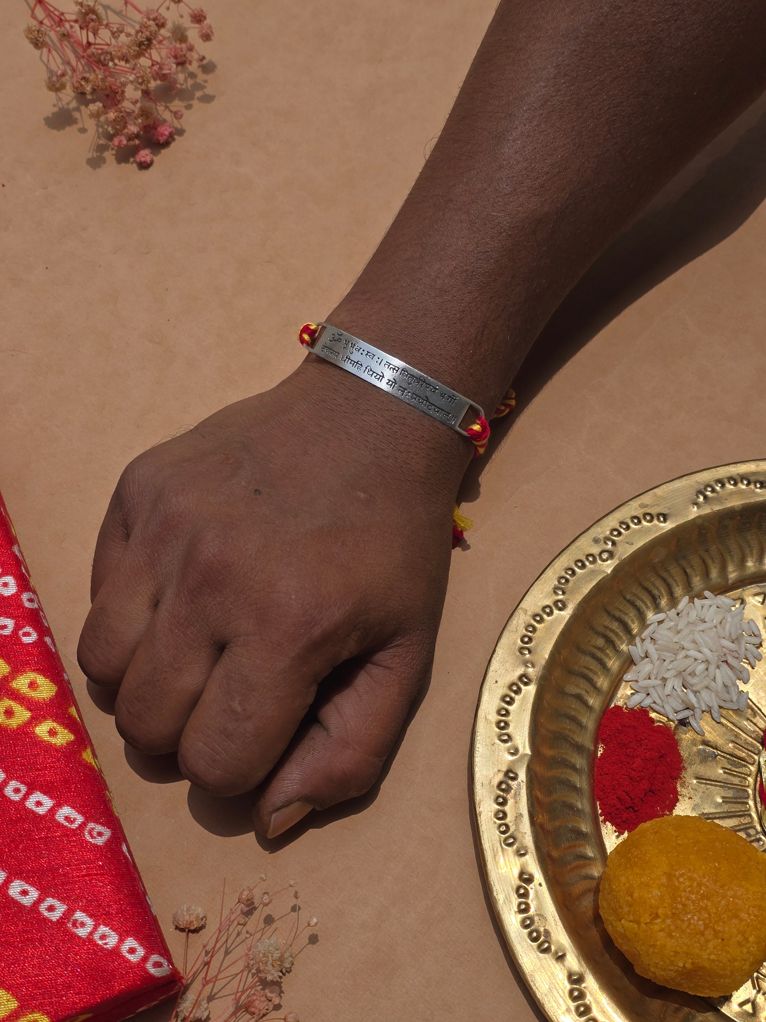 92.7 Silver Gayatri Mantra Rakhi