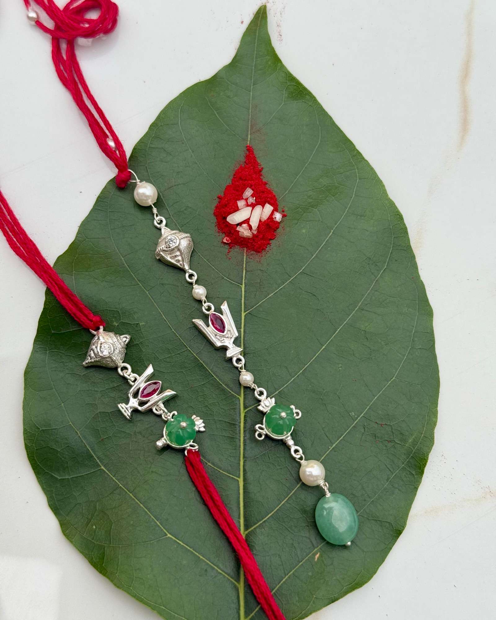Silver Pair Of Vaishnav Tilak Rakhi Lumba
