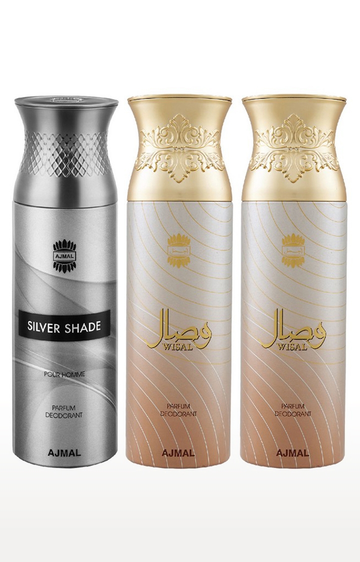 Ajmal | Ajmal SilverShade & WisalDeo & Wisal Deodorant Spray - For Men & Women (200 ml, Pack of 3)  0