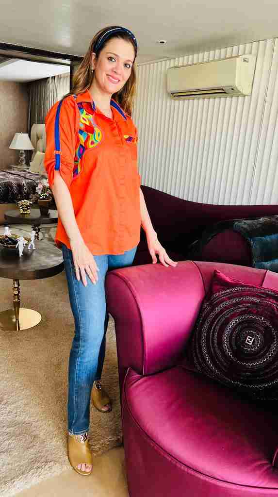 Orange Embroidered Shirt