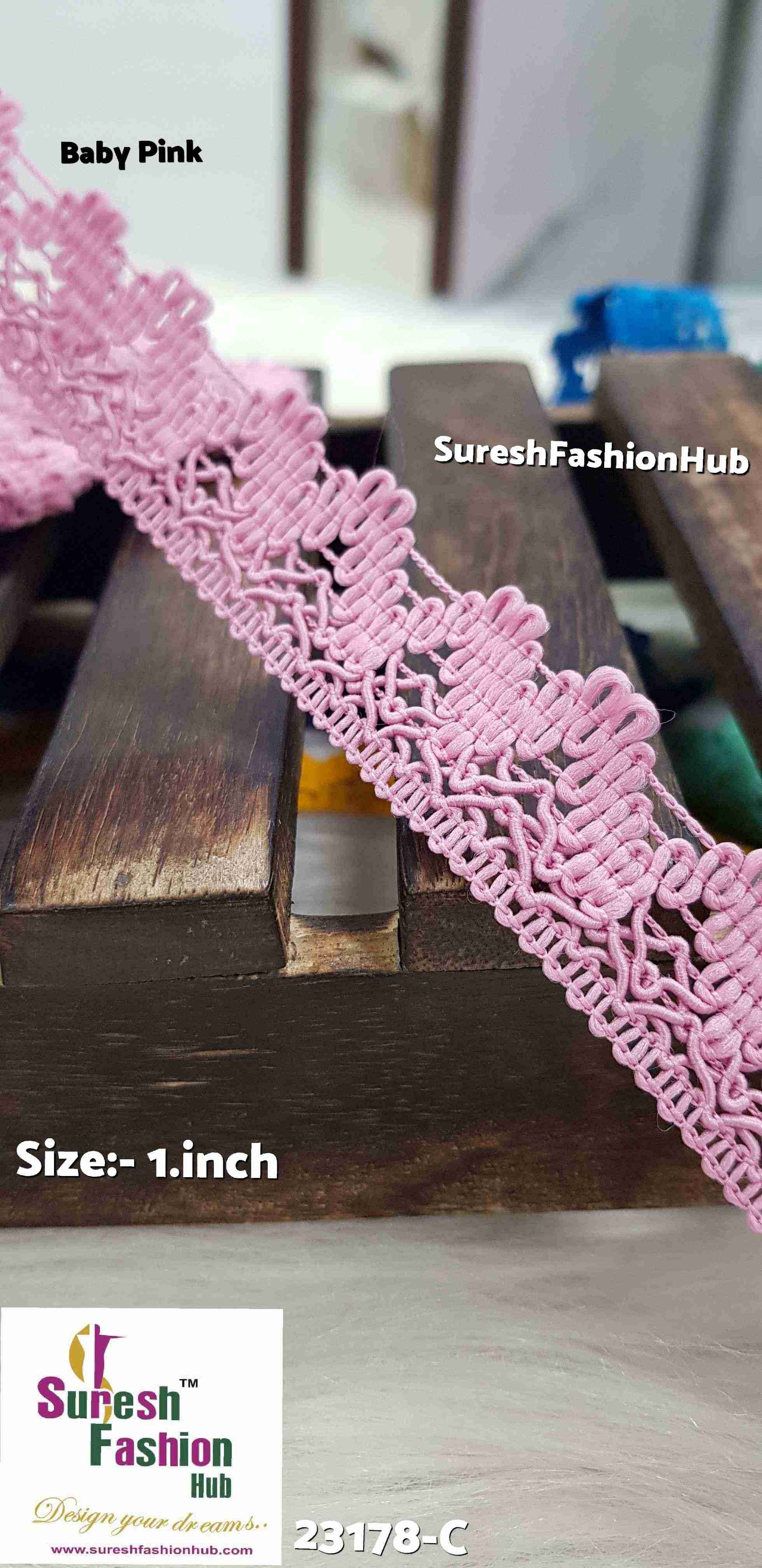 Baby Pink Color Ribbon Lace