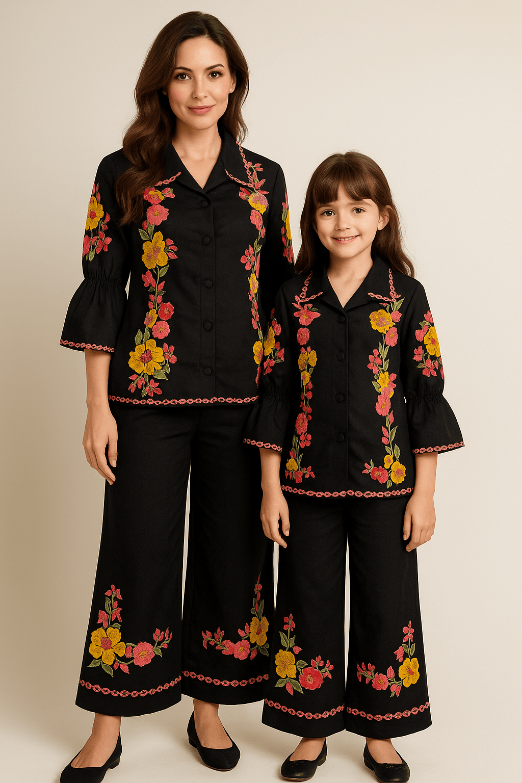 Women's Black Embroidered co-ord set