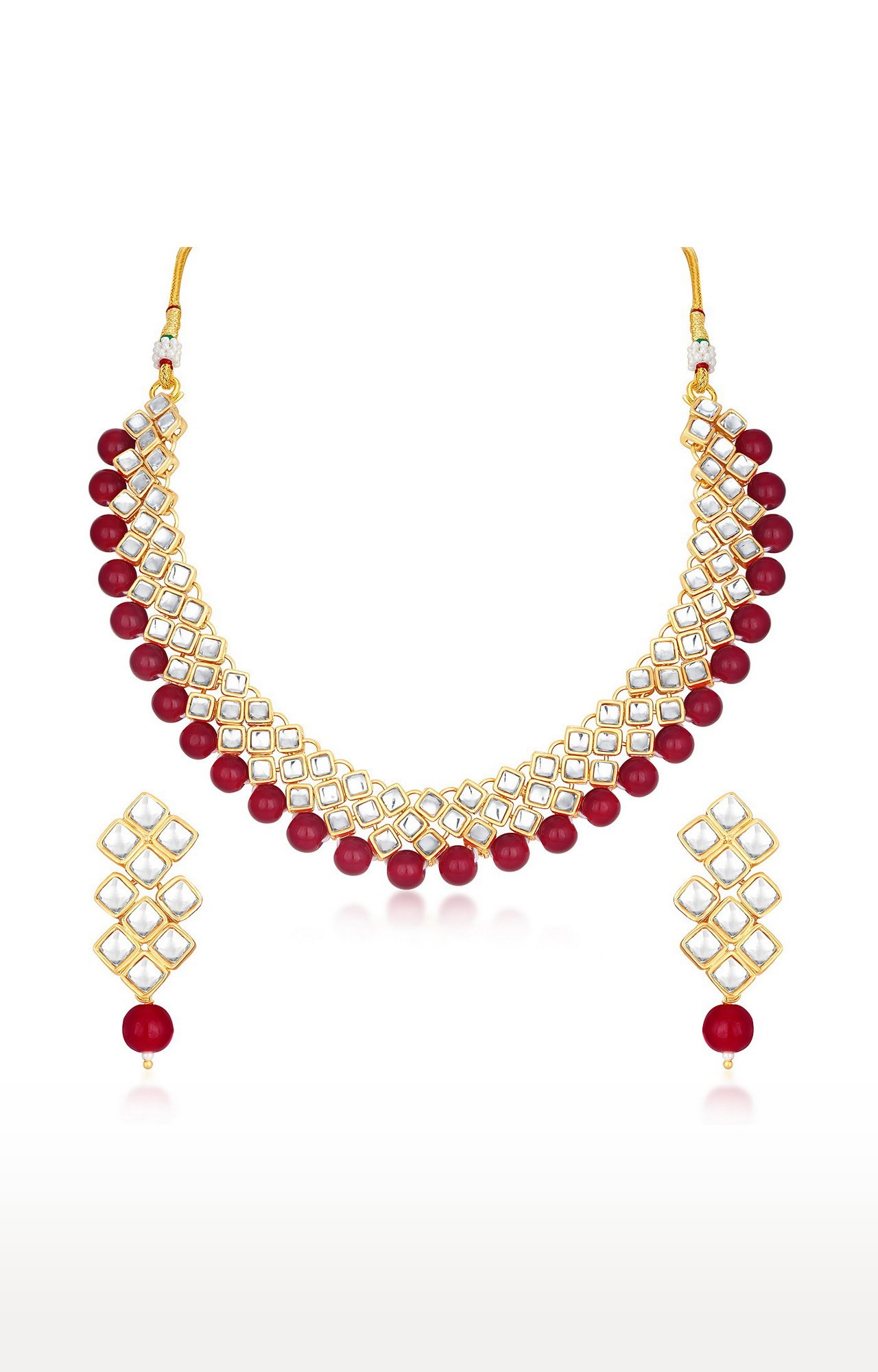 Sukkhi Sensational Pearl Gold Plated Kundan Set Of 3 Necklace