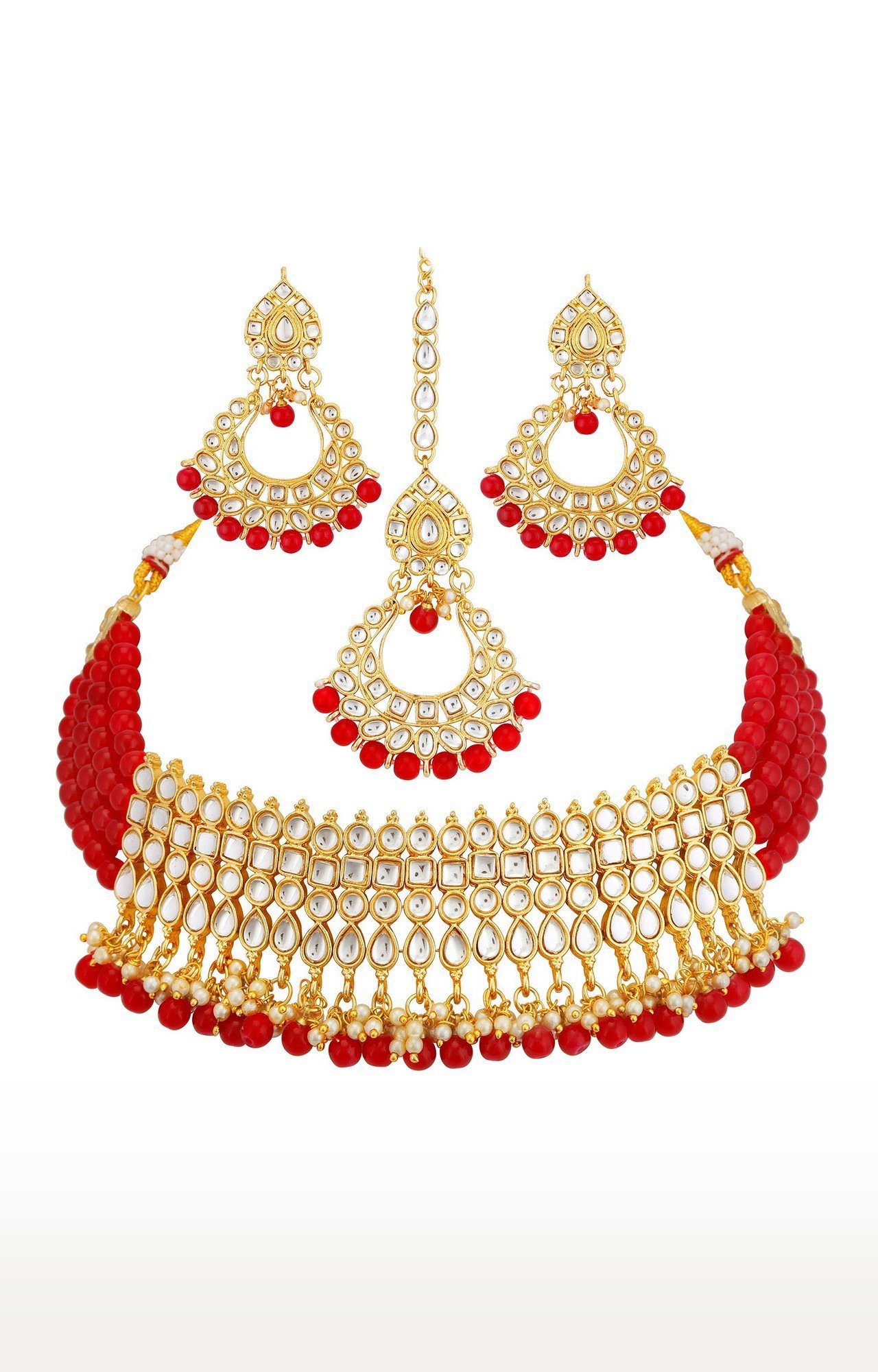 Sukkhi Sensational Pearl Gold Plated Kundan Set Of 3 Necklace