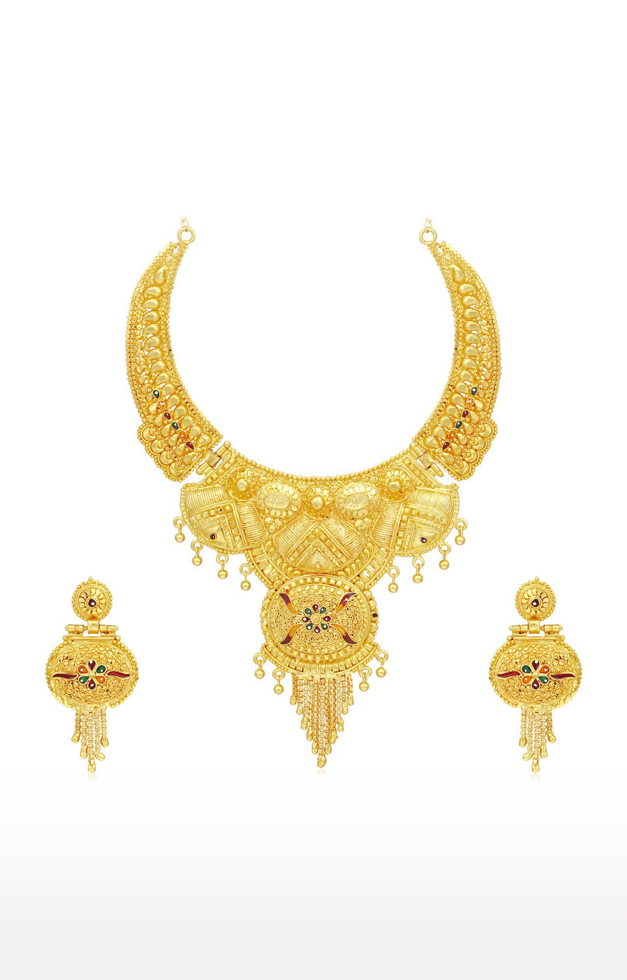 Sukkhi Lovely 24 Carat Gold Plated Meenakari Choker Necklace Set