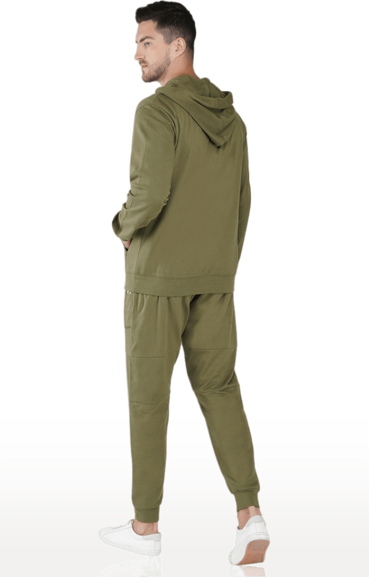 Men's Green Cotton Typographic Tracksuits