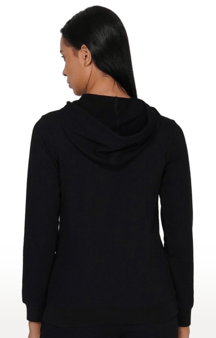Women's Black Tie Dye Cotton Hoodies
