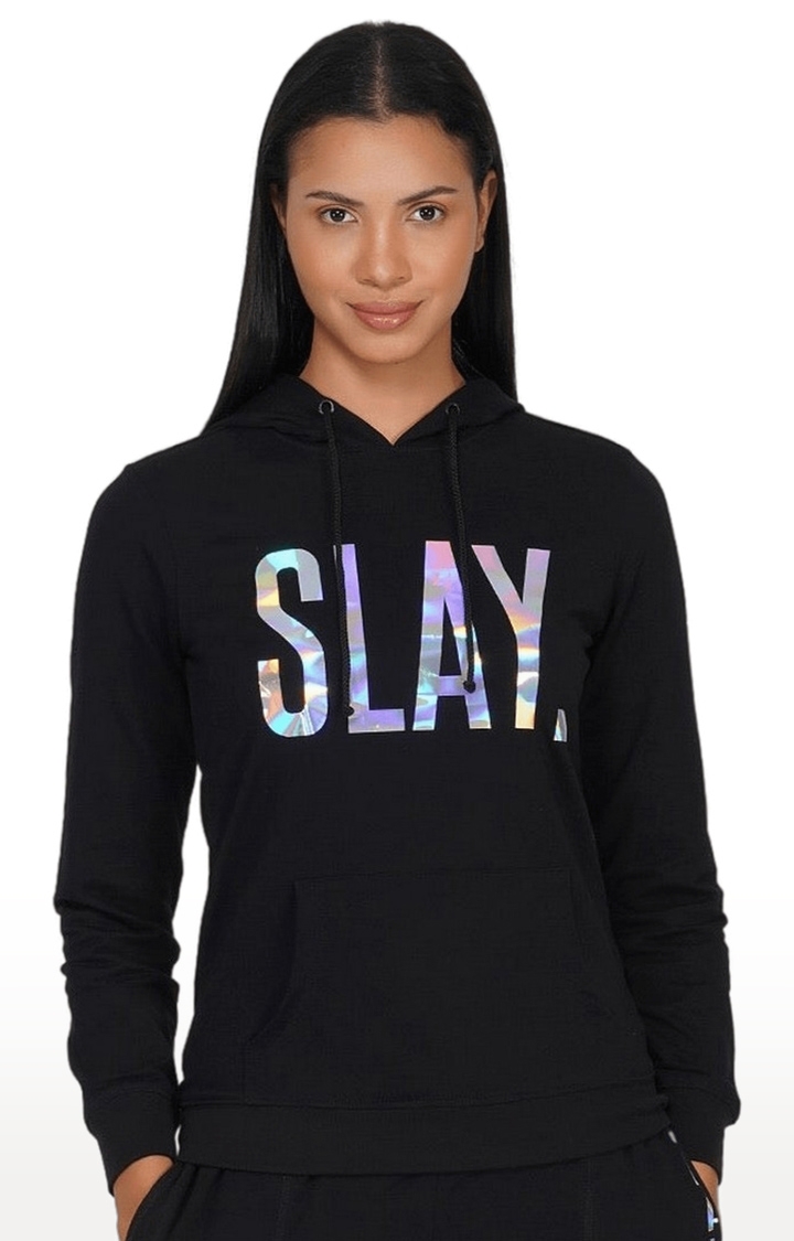 SLAY | Women's Black Tie Dye Cotton Hoodies