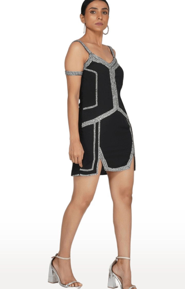 Black embellished shift dress clearance
