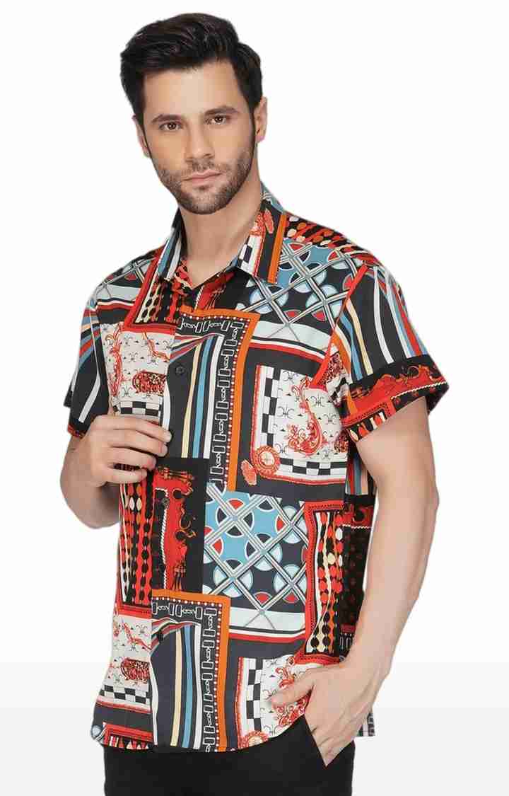 Men's Multi Printed Polyester Casual Shirts