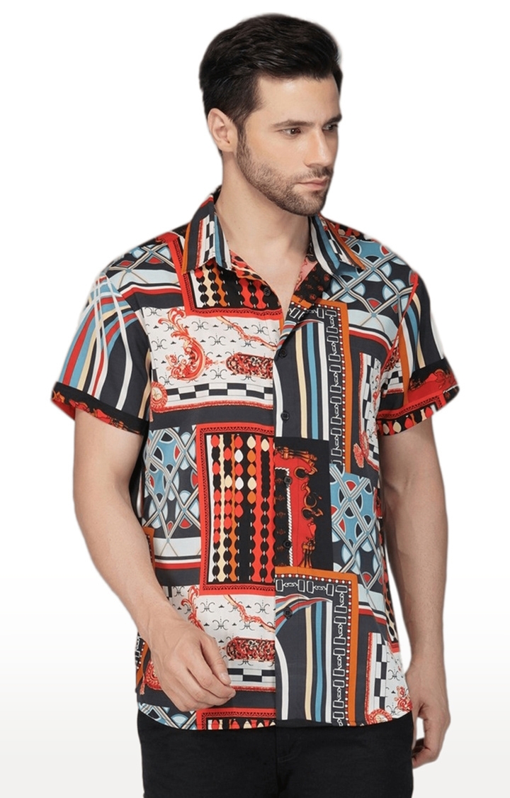 Men's Multi Printed Polyester Casual Shirts