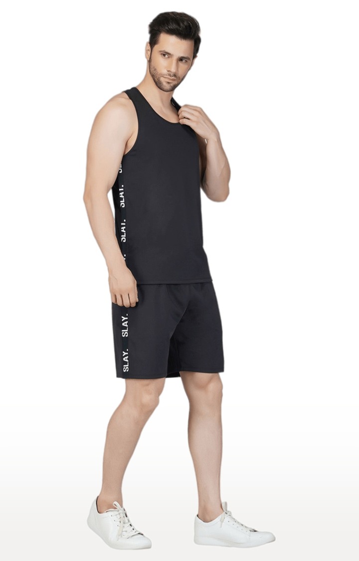 Men's Activewear Black Gym Vest (4 way Stretch Fabric)